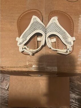 Sparkling White Rhinestone T-Strap Baby Sandals